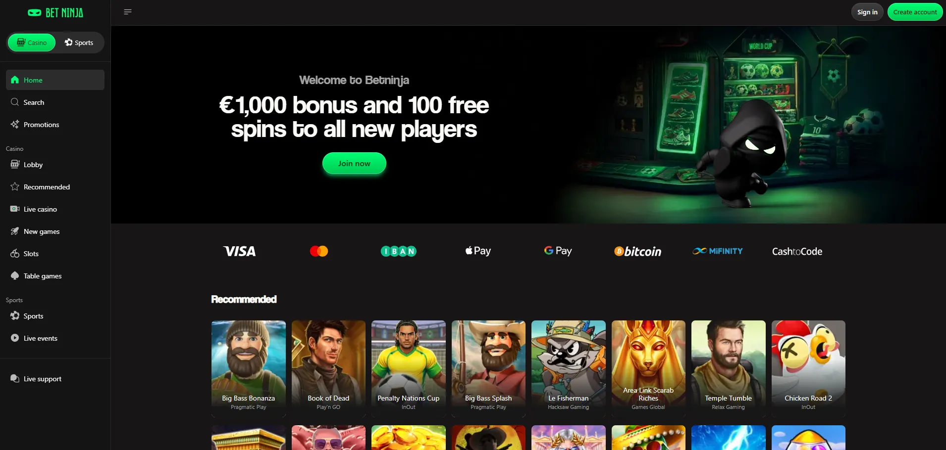 BetNinja für High Roller ohne OASIS